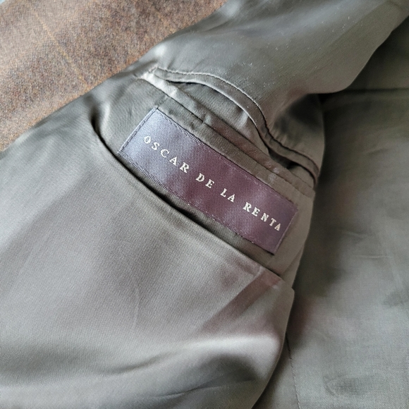 Vintage Oscar De La Renta Soft Brown Wool Tweed Suit Jacket Size 48R - Picture 2 of 7